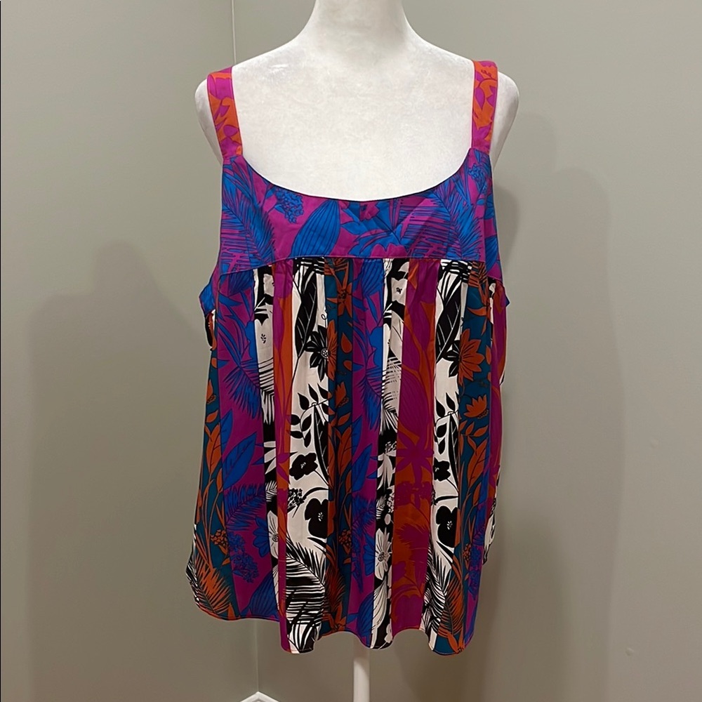 Rose + Olive Tropical Sleeveless Blouse